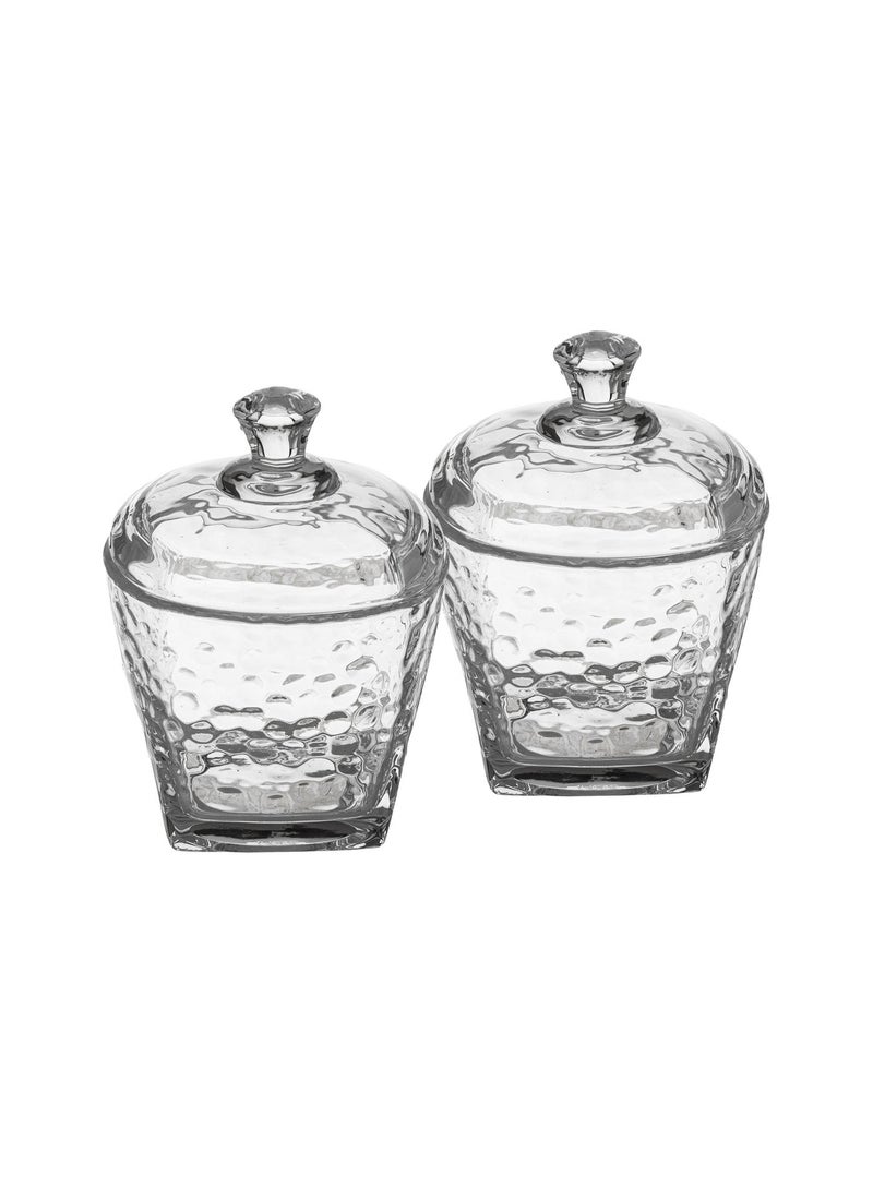 Green Apple Set of 2 multi-purpose clear glass sugar bowls - Image 2